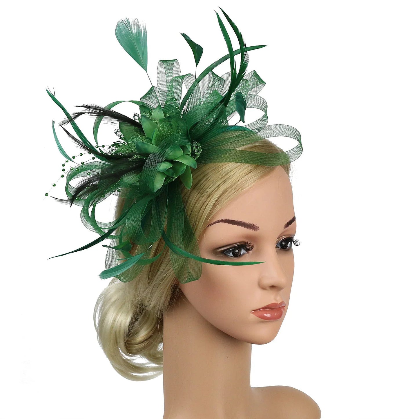 Women Fascinator Cocktail Tea Party Wedding Christmas Gifts Halloween Costumes Hat Hat jehouze Green