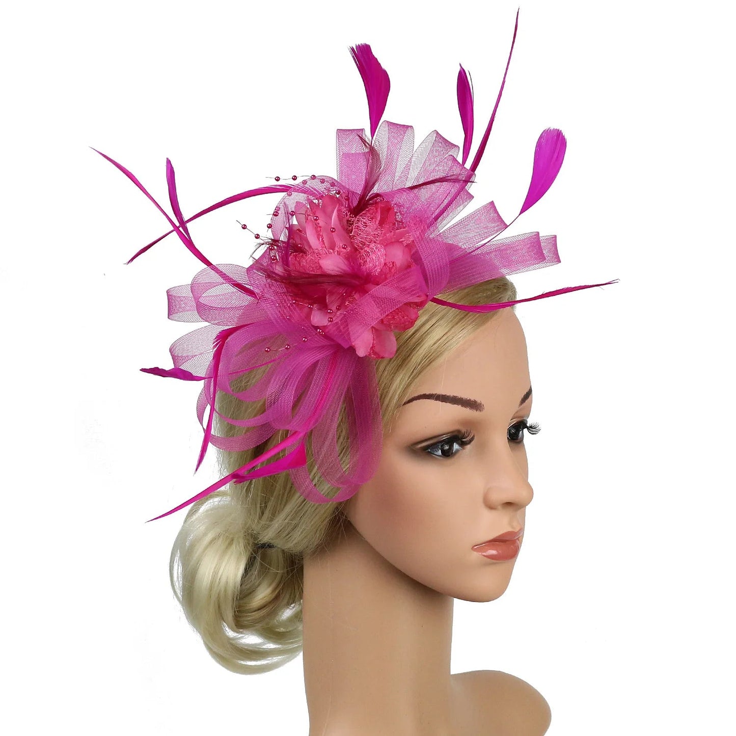 Women Fascinator Cocktail Tea Party Wedding Christmas Gifts Halloween Costumes Hat Hat jehouze Hot Pink