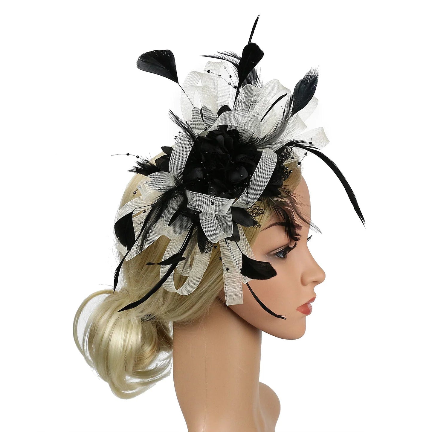 Women Fascinator Cocktail Tea Party Wedding Christmas Gifts Halloween Costumes Hat Hat jehouze Multi Black White