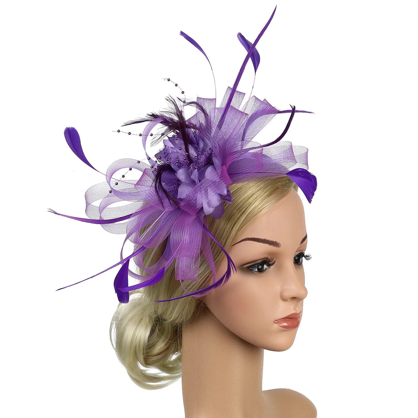 Women Fascinator Cocktail Tea Party Wedding Christmas Gifts Halloween Costumes Hat Hat jehouze Purple