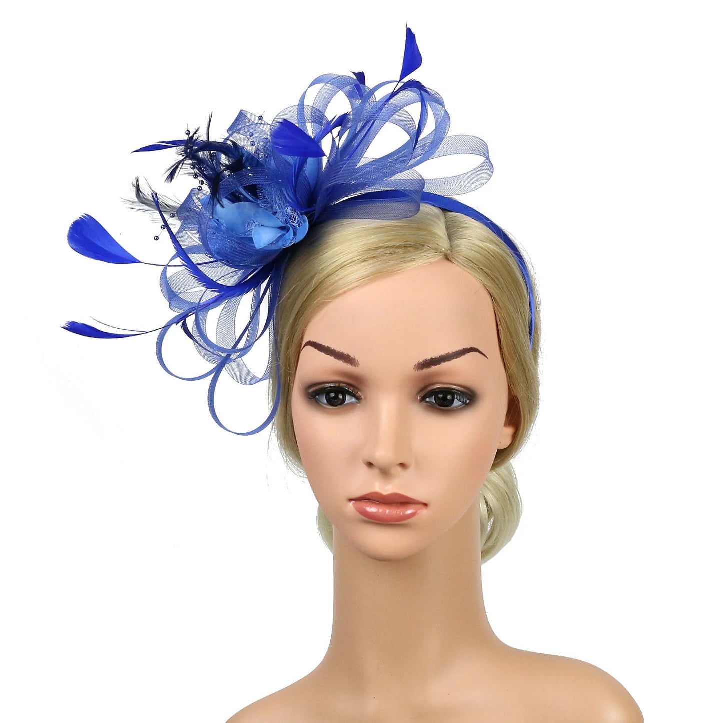 Women Fascinator Cocktail Tea Party Wedding Christmas Gifts Halloween Costumes Hat Hat jehouze Royal Blue