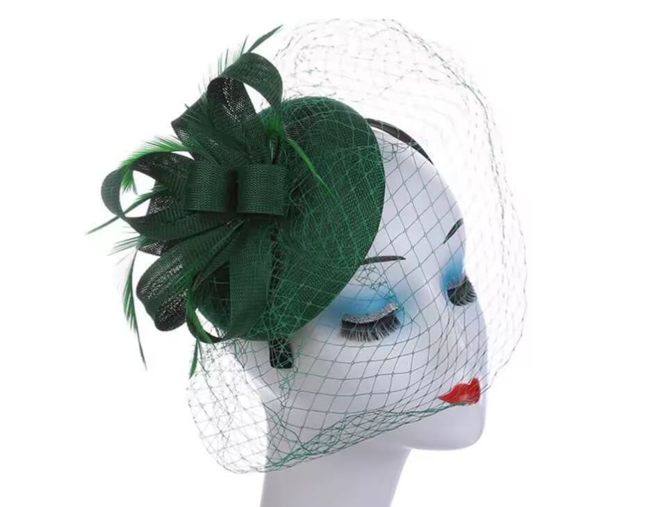 Women Fascinator Derby Wedding Flower Cocktail Mesh Hair Clip Hat Hat jehouze Green