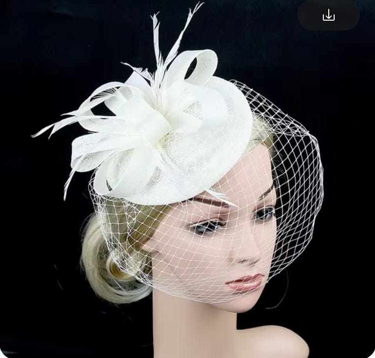 Women Fascinator Derby Wedding Flower Cocktail Mesh Hair Clip Hat Hat jehouze Light Ivory