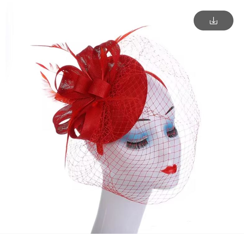 Women Fascinator Derby Wedding Flower Cocktail Mesh Hair Clip Hat Hat jehouze Red