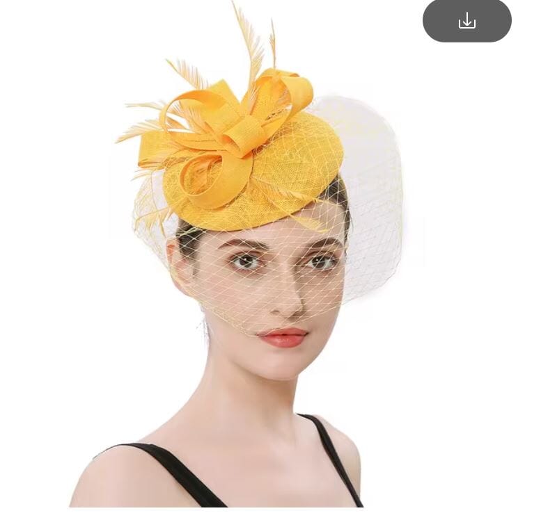 Women Fascinator Derby Wedding Flower Cocktail Mesh Hair Clip Hat Hat jehouze Yellow