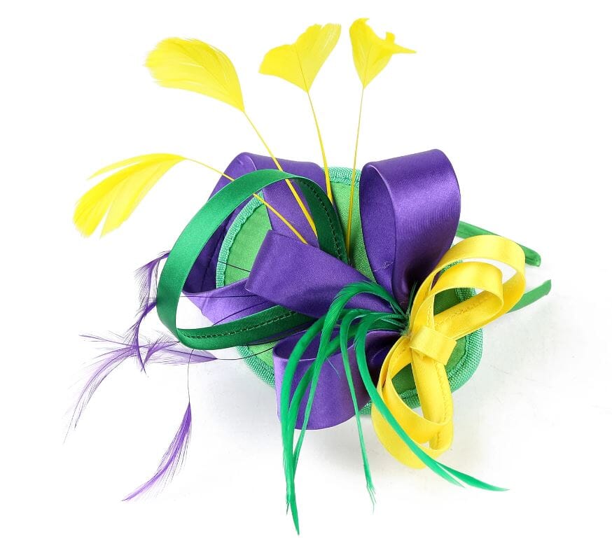 Women Fascinator Hair Clip Kentucky Headband Hat Wedding Cocktail Feather Ribbon Hat jehouze