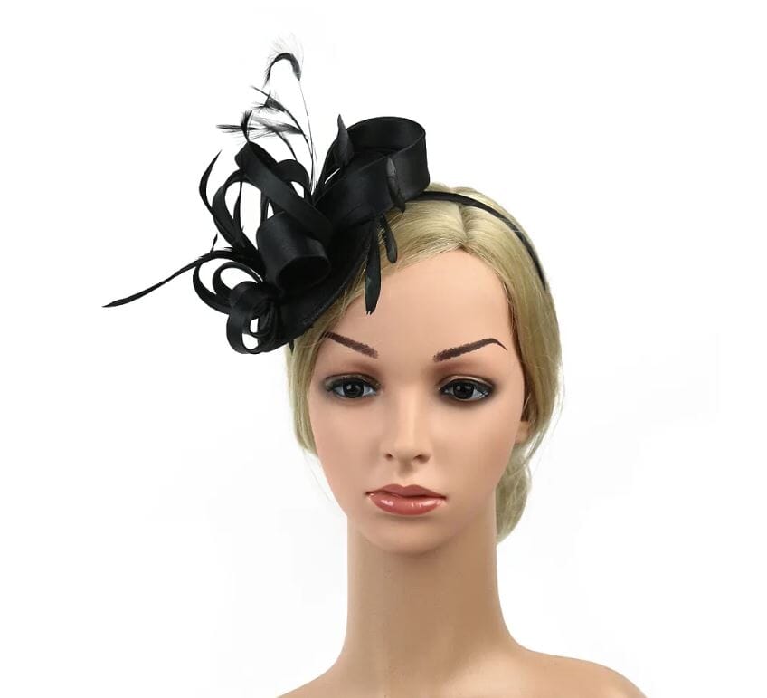 Women Fascinator Hair Clip Kentucky Headband Hat Wedding Cocktail Feather Ribbon Hat jehouze