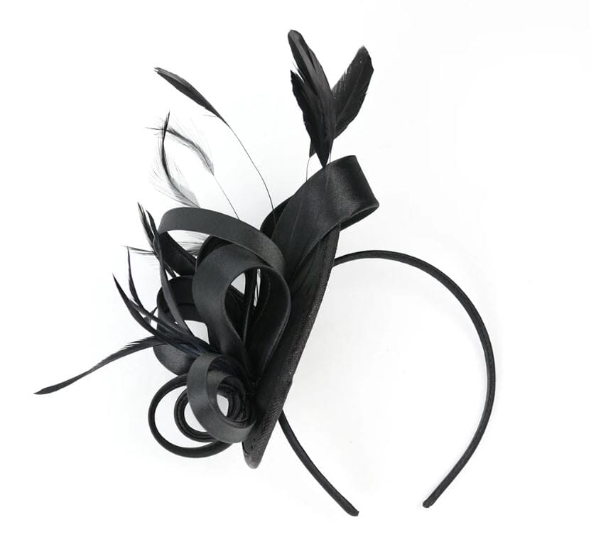Women Fascinator Hair Clip Kentucky Headband Hat Wedding Cocktail Feather Ribbon Hat jehouze