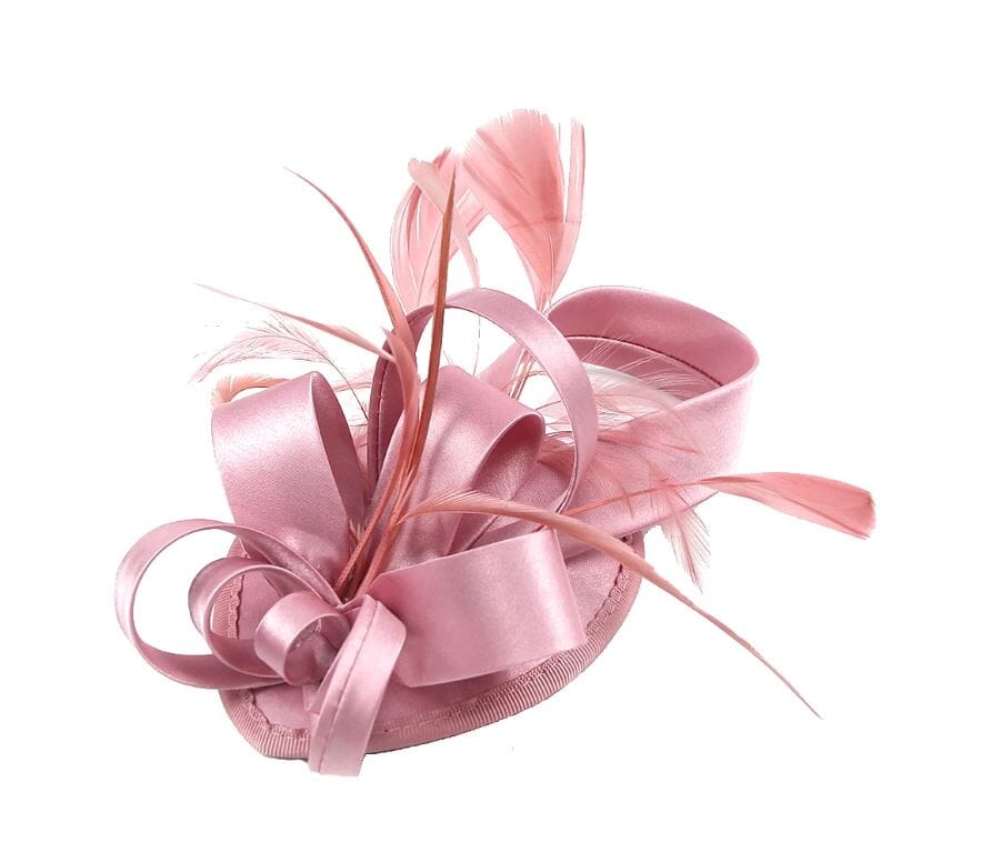 Women Fascinator Hair Clip Kentucky Headband Hat Wedding Cocktail Feather Ribbon Hat jehouze pink