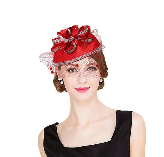 Women Fascinators Church Tea Party Satin Derby Wedding Cocktail Veil Hat Hat jehouze
