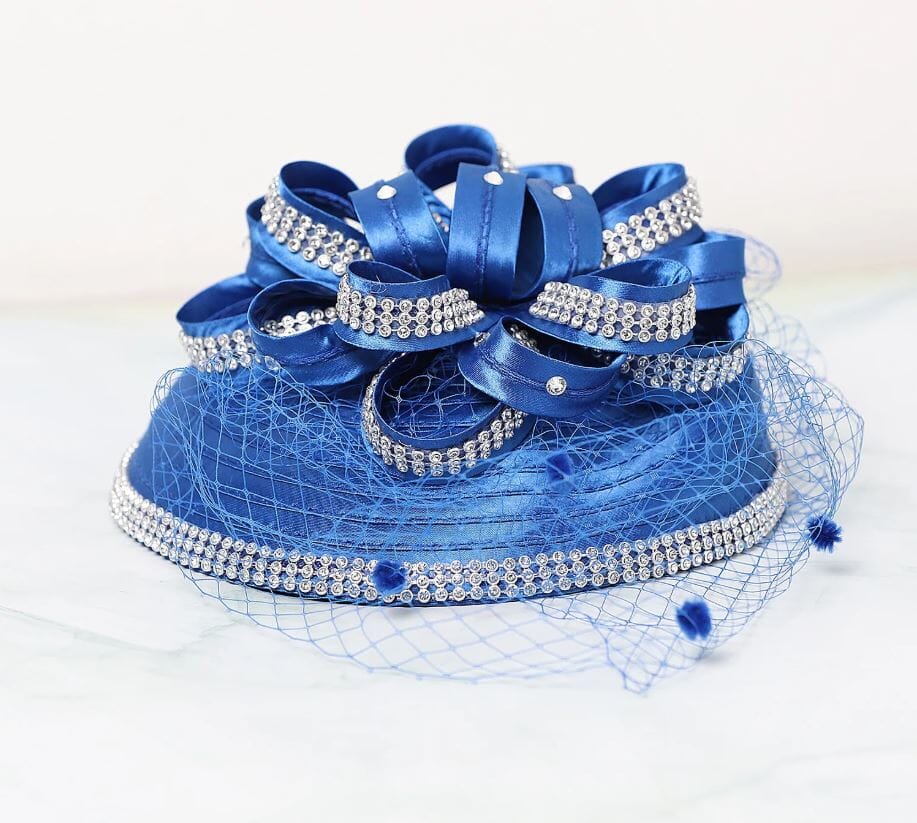 Women Fascinators Church Tea Party Satin Derby Wedding Cocktail Veil Hat Hat jehouze Blue