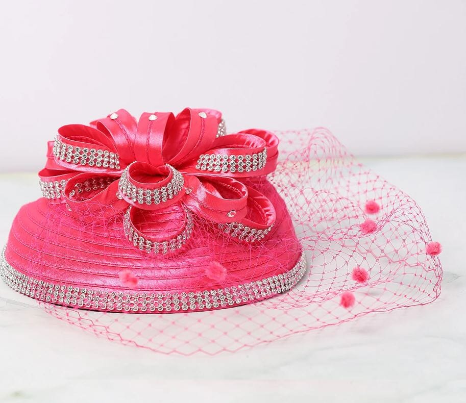 Women Fascinators Church Tea Party Satin Derby Wedding Cocktail Veil Hat Hat jehouze Rose Red