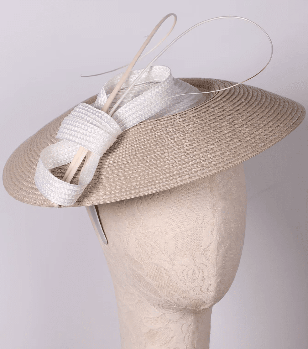 Women Fascinators Pillbox Wedding Straw Fedora Vintage Sinamay Hat_ Hat jehouze Khaki/White
