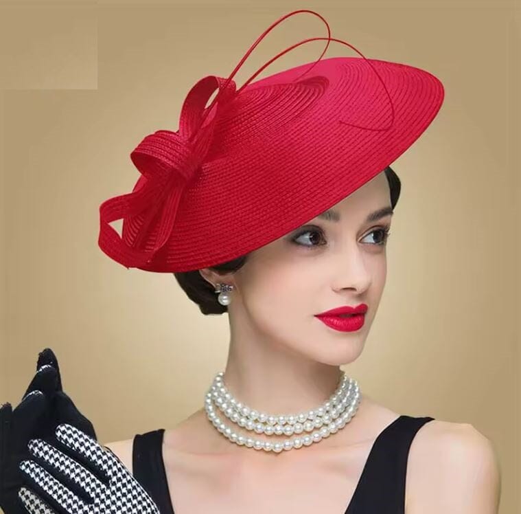 Women Fascinators Pillbox Wedding Straw Fedora Vintage Sinamay Hat Hat jehouze Red