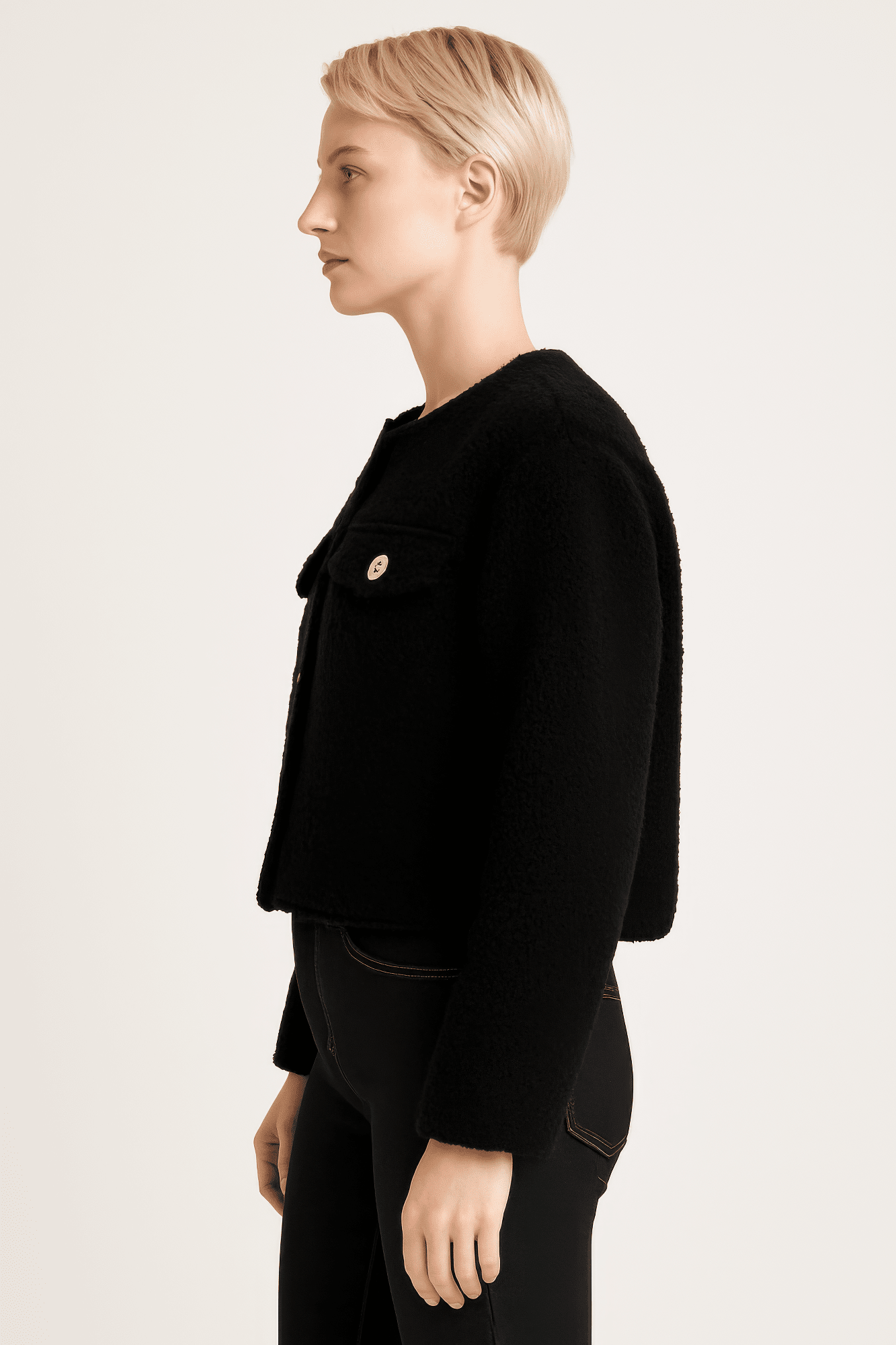 Women Faux Shearling Button-front Cropped Jacket Coats & Jackets jehouze