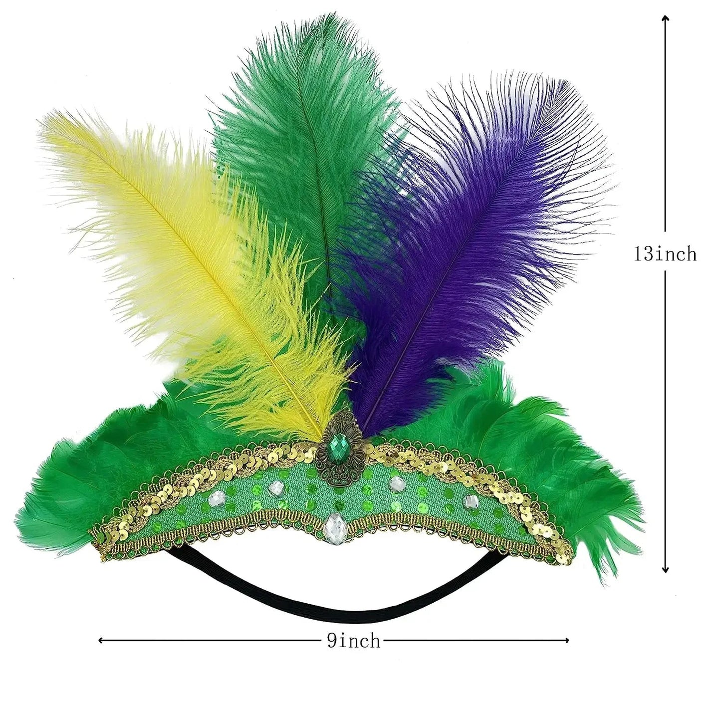 Women Feather Carnival Headpiece Mardi Gras 1920s Flapper Headdress Hat jehouze