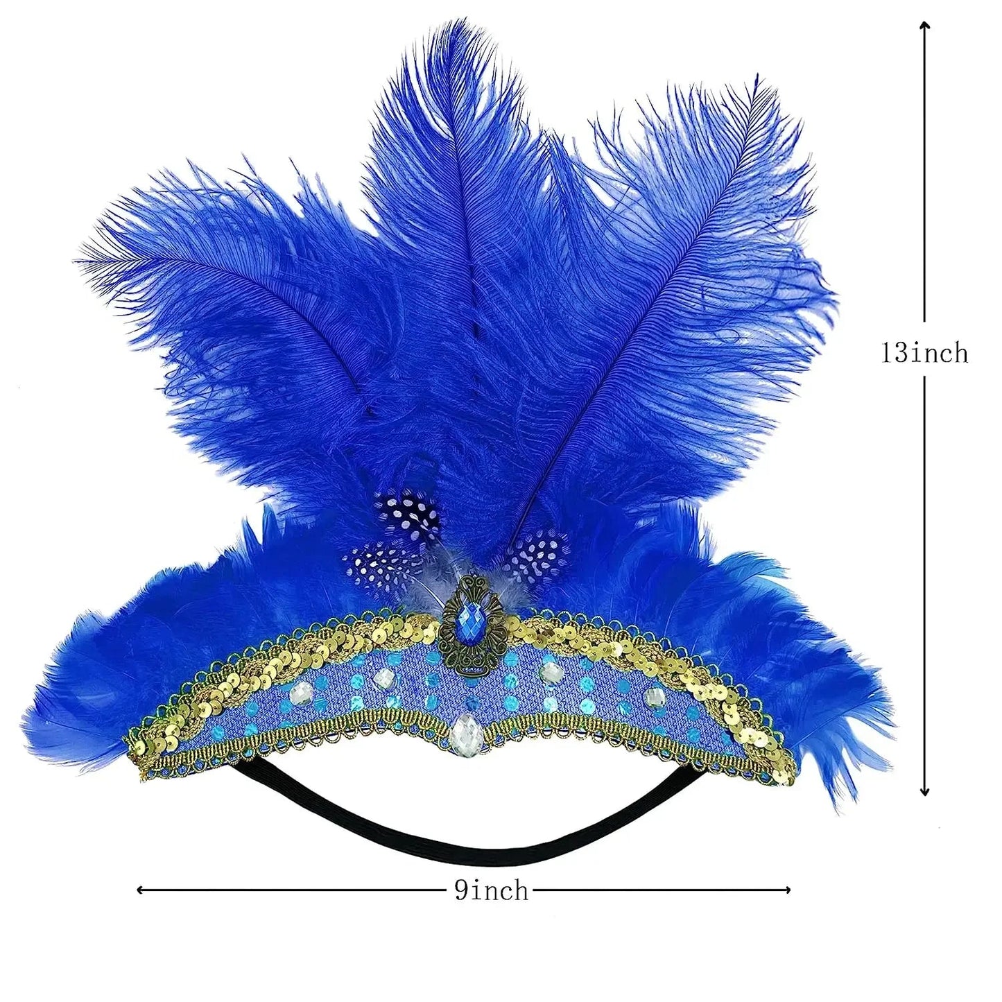 Women Feather Carnival Headpiece Mardi Gras 1920s Flapper Headdress Hat jehouze