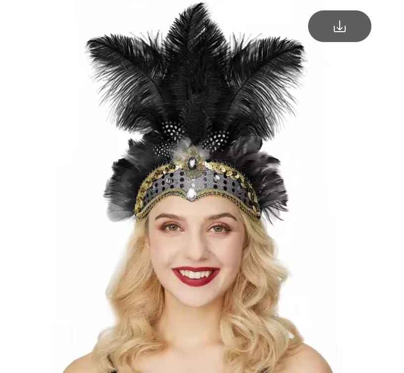 Women Feather Carnival Headpiece Mardi Gras 1920s Flapper Headdress Hat jehouze Black