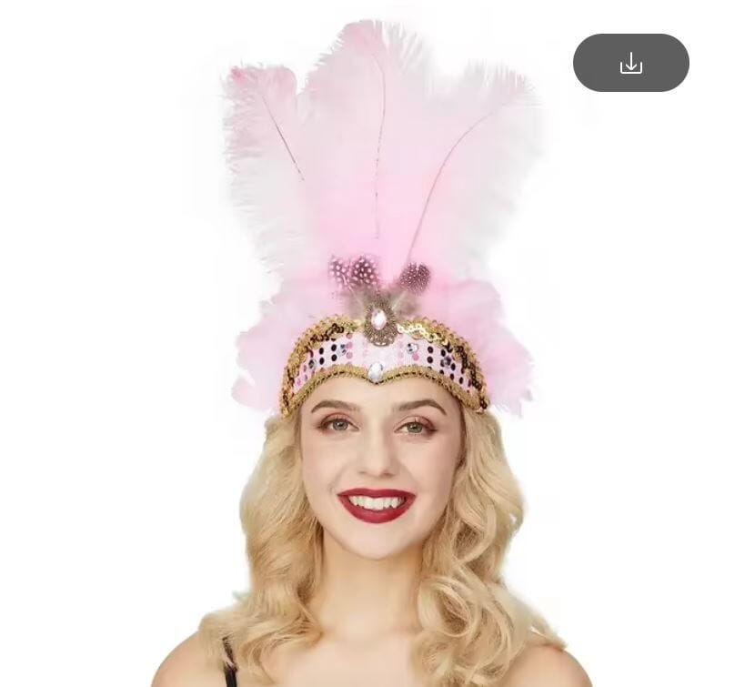Women Feather Carnival Headpiece Mardi Gras 1920s Flapper Headdress Hat jehouze Pink