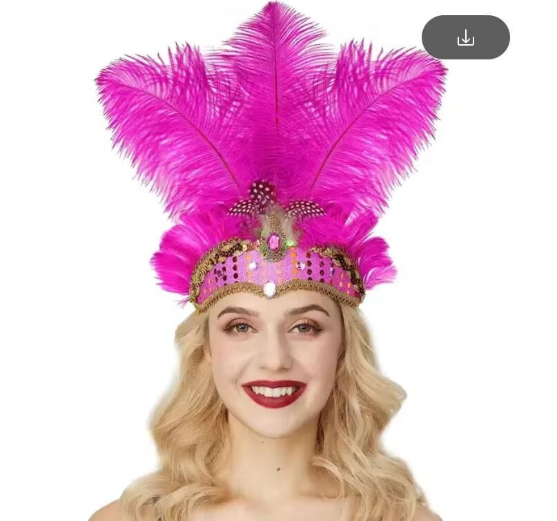 Women Feather Carnival Headpiece Mardi Gras 1920s Flapper Headdress Hat jehouze Rose Red