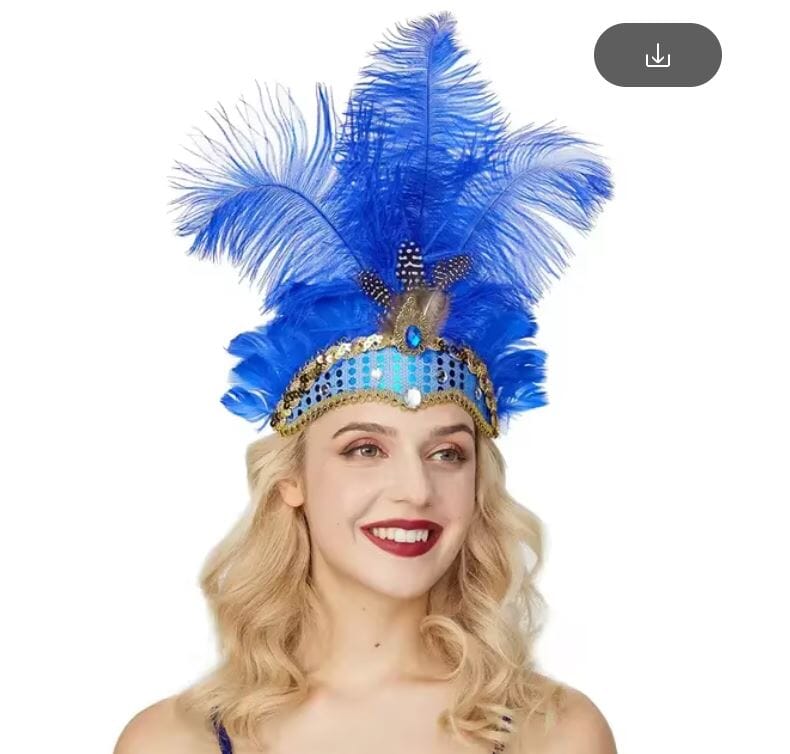 Women Feather Carnival Headpiece Mardi Gras 1920s Flapper Headdress Hat jehouze Royal Blue
