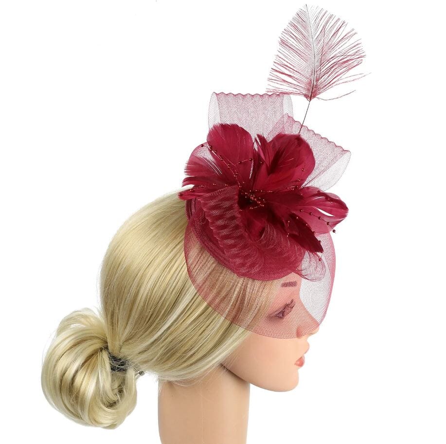 Women Feather Fascinator Kentucky Derby Pillbox Hat Mesh Party High Tea Headband Hat jehouze