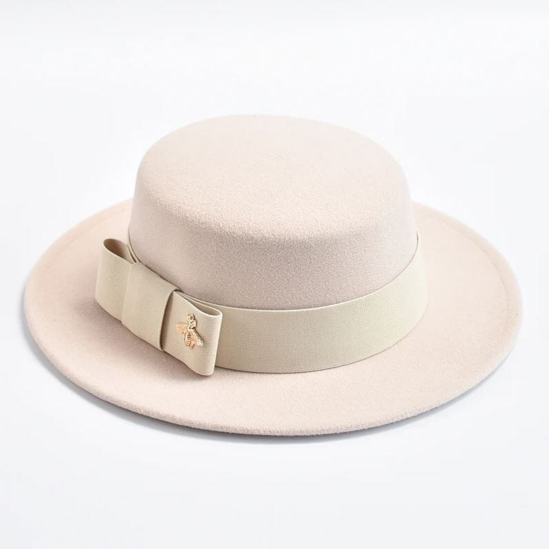 Women Fedora Colorful Wedding Party Round Dress Hat Hat jehouze Beige