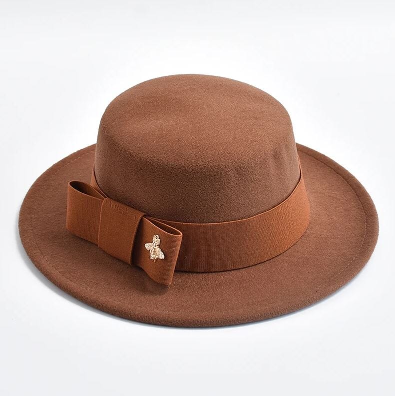 Women Fedora Colorful Wedding Party Round Dress Hat Hat jehouze Brown