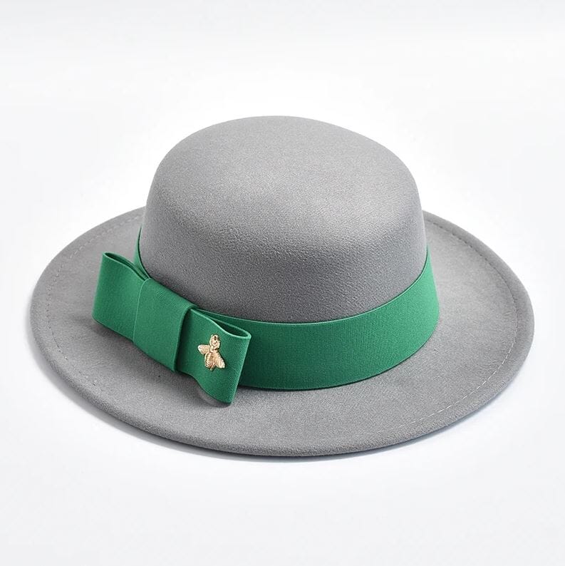Women Fedora Colorful Wedding Party Round Dress Hat Hat jehouze Grey/Green