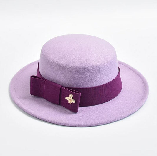 Women Fedora Colorful Wedding Party Round Dress Hat Hat jehouze Purple