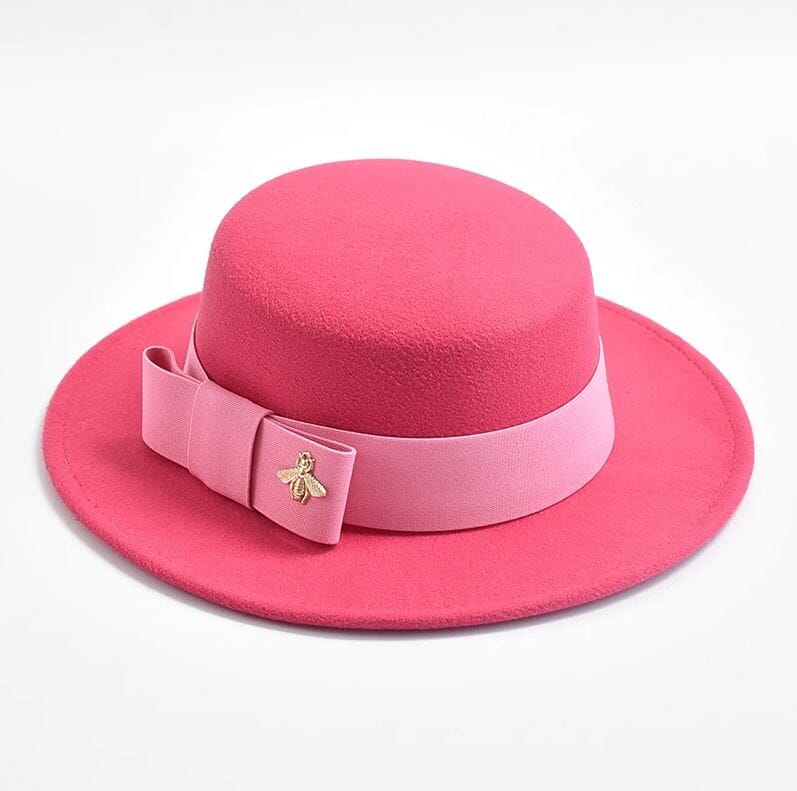 Women Fedora Colorful Wedding Party Round Dress Hat Hat jehouze Rose Pink