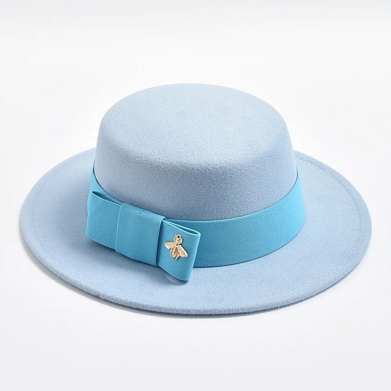 Women Fedora Colorful Wedding Party Round Dress Hat Hat jehouze Sky Blue