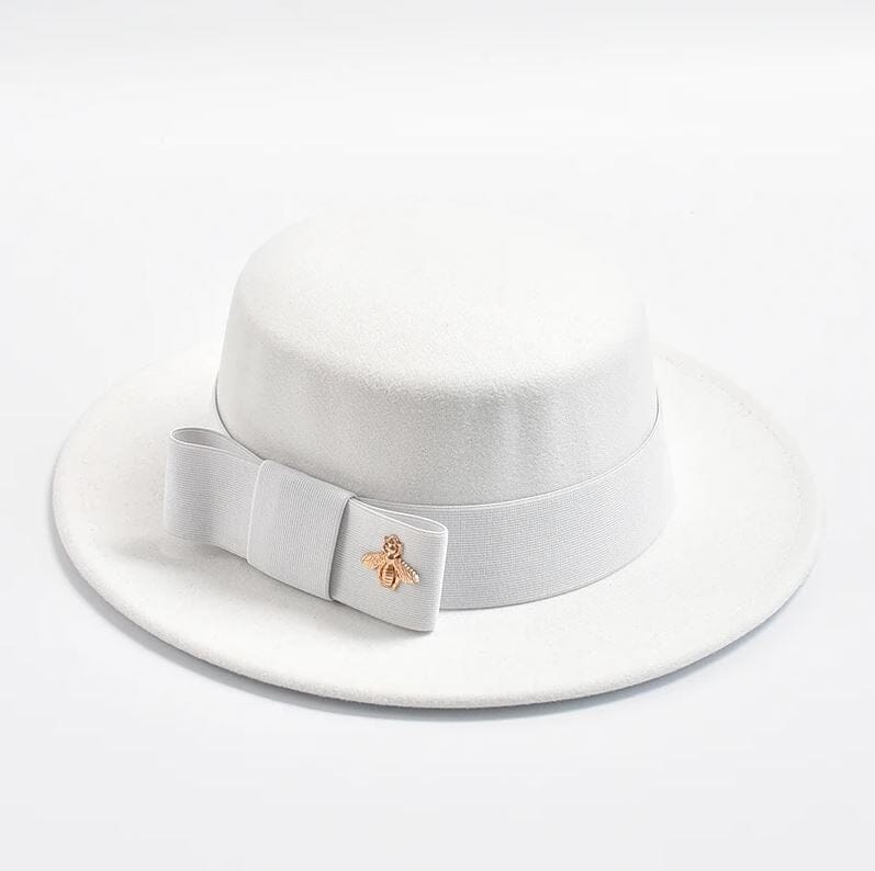 Women Fedora Colorful Wedding Party Round Dress Hat Hat jehouze White