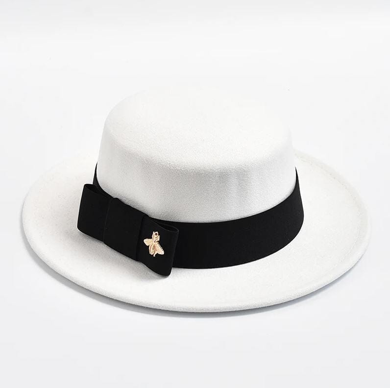 Women Fedora Colorful Wedding Party Round Dress Hat Hat jehouze White/Black