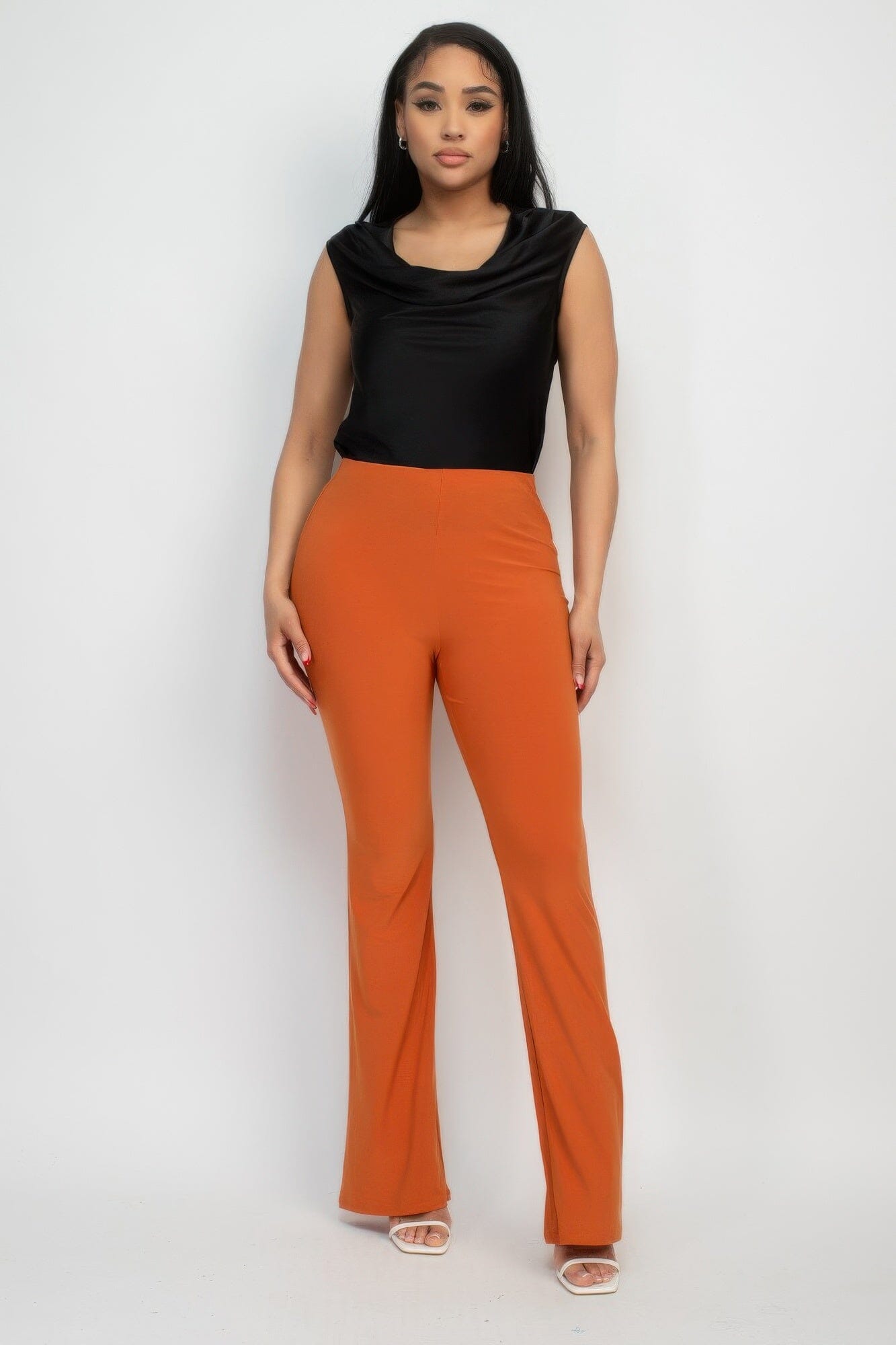 Women Fit And Flare Elastic Casual Pants Pants jehouze Spice S