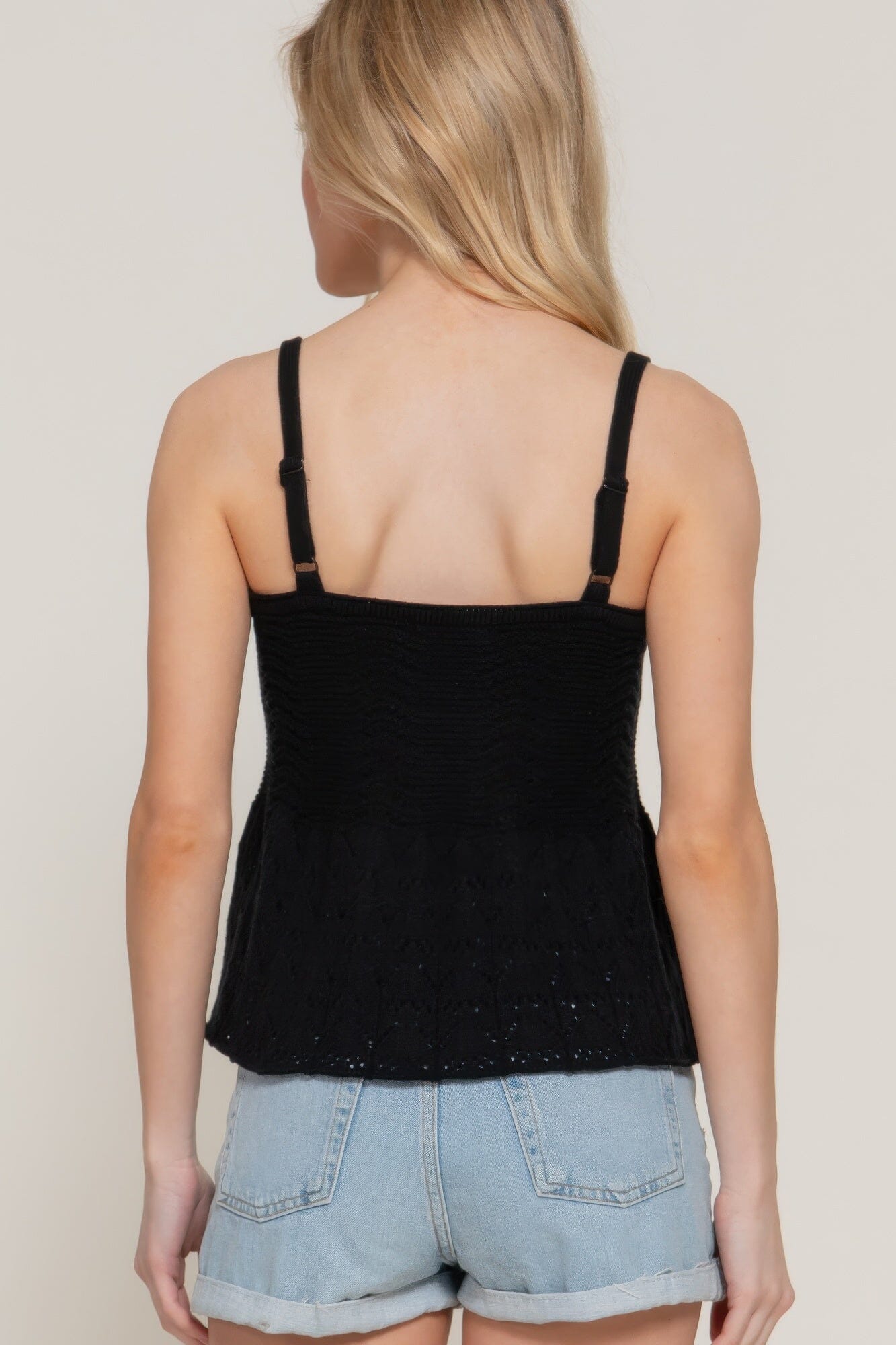 Women Flower Trim Detail Pointelle Spring Sweater Top Shirts & Tops jehouze