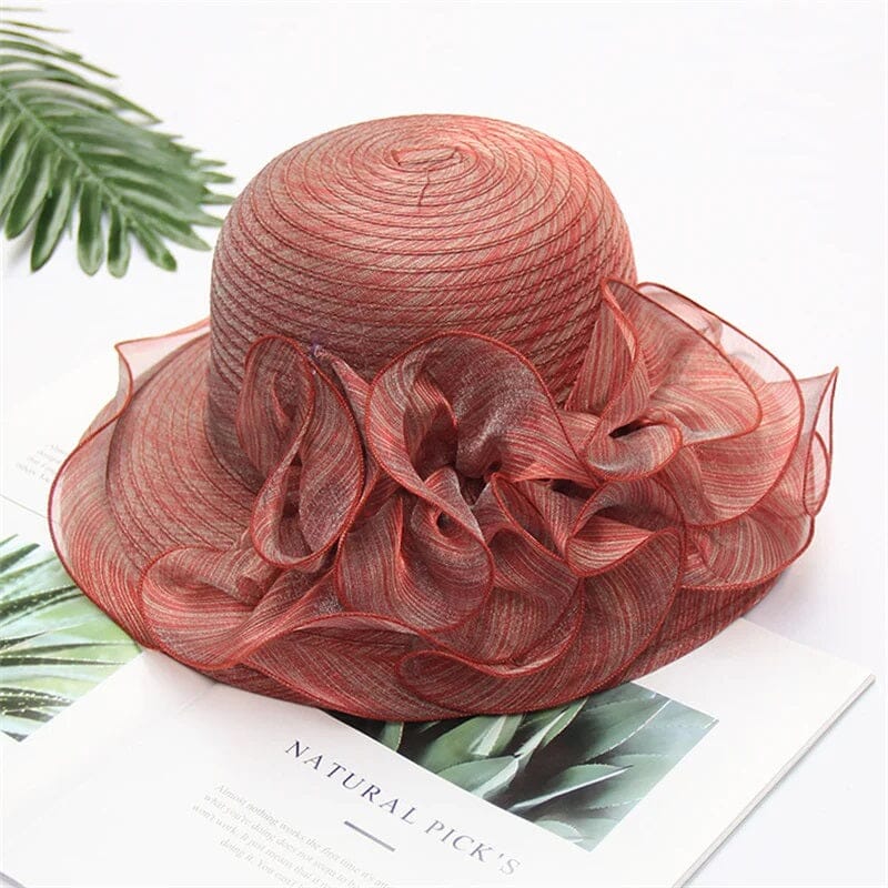 Women Formal Organza Wide Brim Tea Party Church Baptism Wedding Derby Dressy Hat Hat jehouze 000053-2