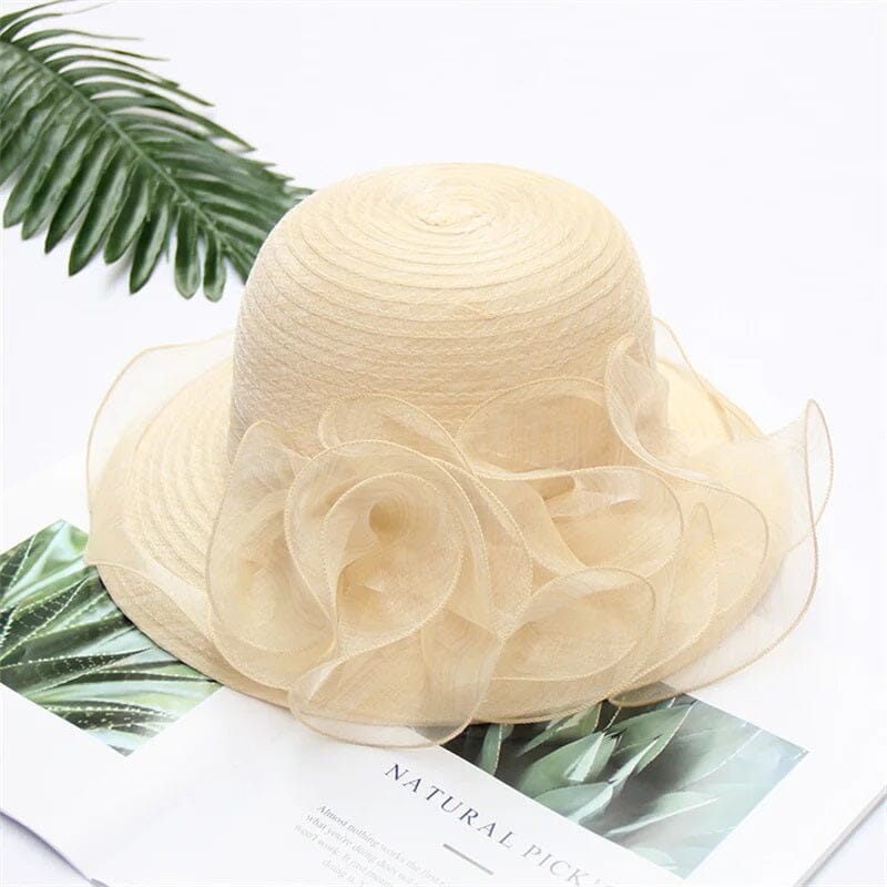Women Formal Organza Wide Brim Tea Party Church Baptism Wedding Derby Dressy Hat Hat jehouze 000053-3