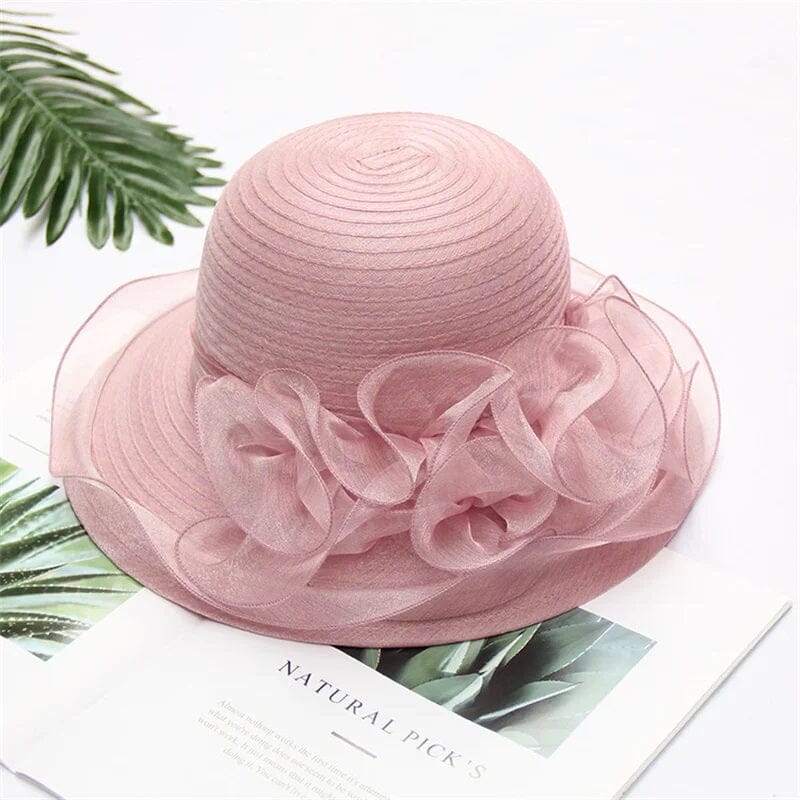 Women Formal Organza Wide Brim Tea Party Church Baptism Wedding Derby Dressy Hat Hat jehouze 000053-4