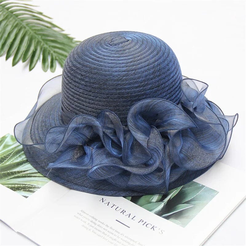 Women Formal Organza Wide Brim Tea Party Church Baptism Wedding Derby Dressy Hat Hat jehouze 000053-5