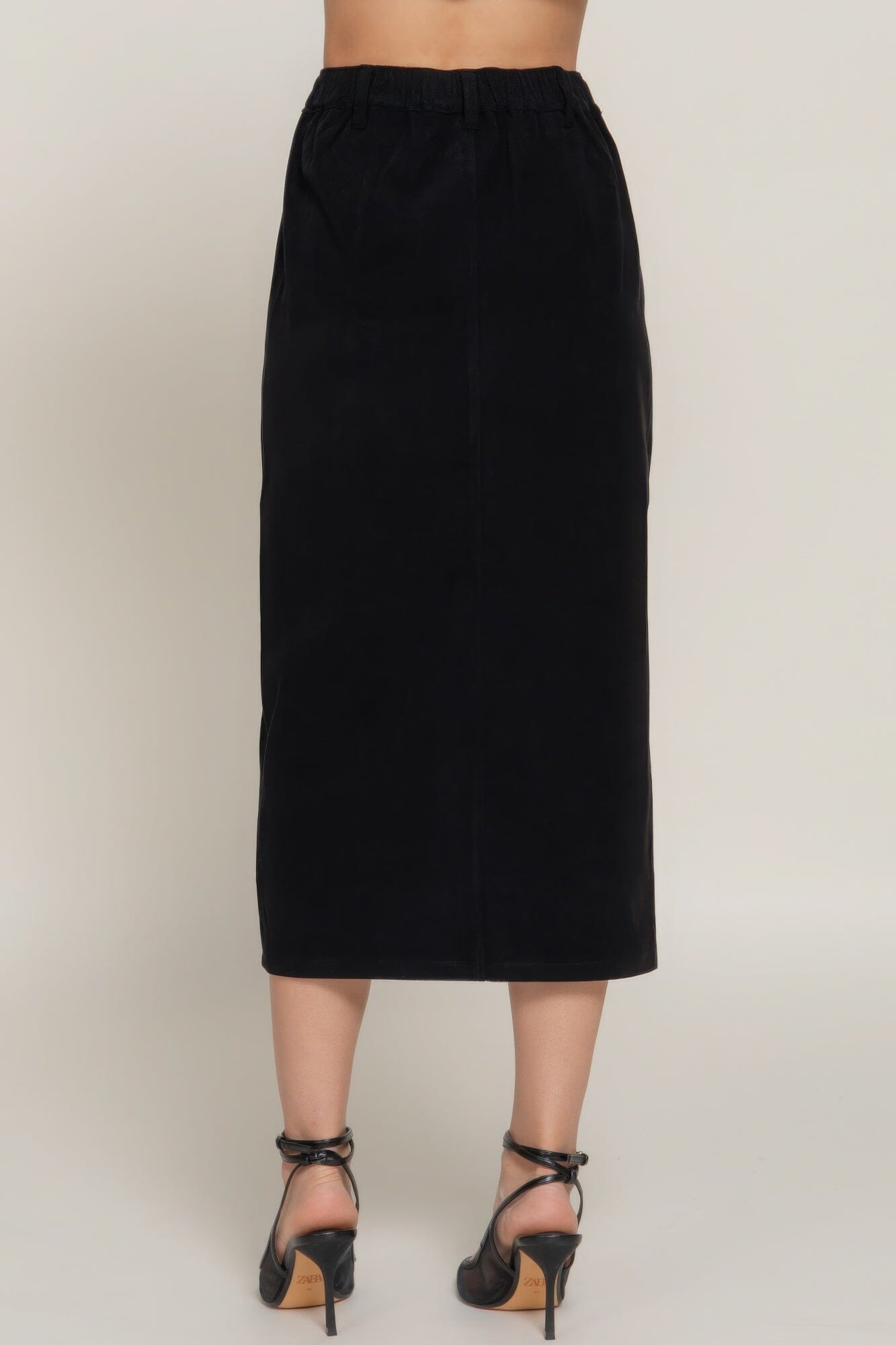Women Front Open Slit Corduroy Midi Skirt Skirts jehouze