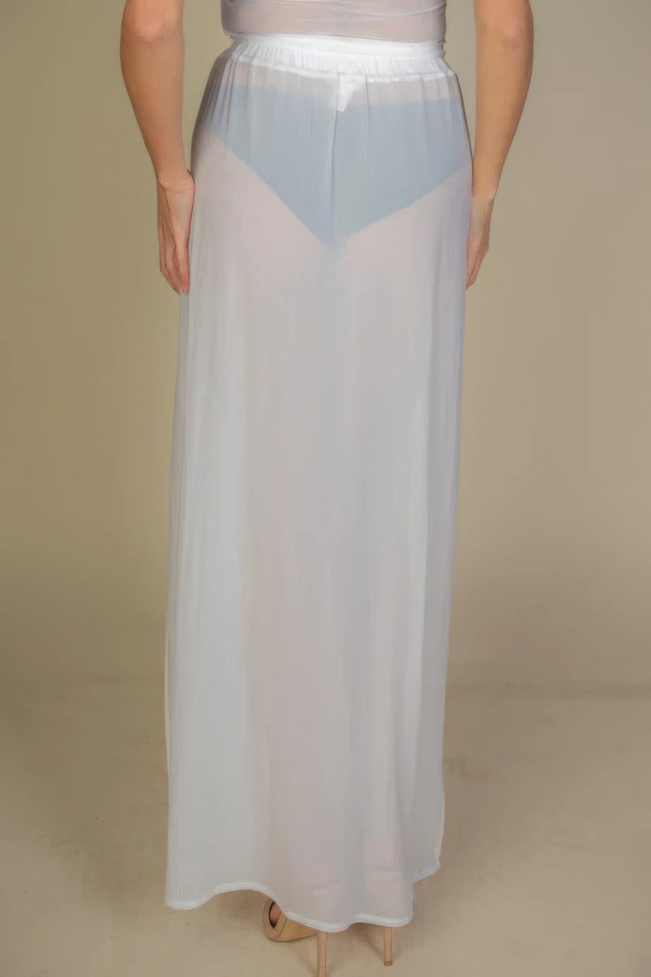 Women High Split Mesh Sheer Maxi Skirt Skirts jehouze