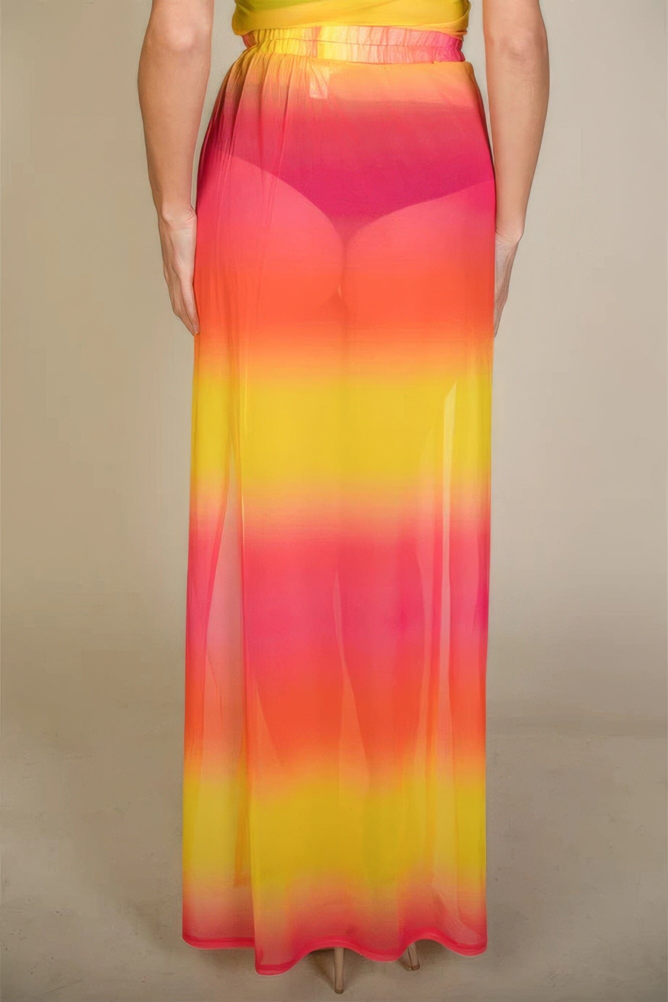 Women High Split Mesh Sheer Maxi Skirt Skirts jehouze