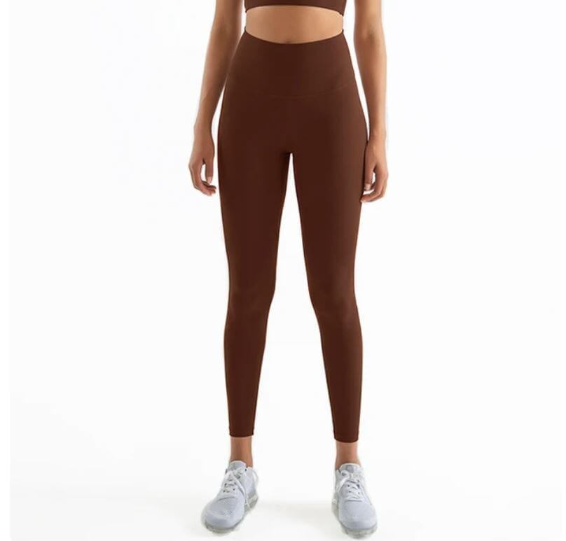 Women High Waist Yoga Leggings Fitness Soft Tights Elastic Activewear Pant Activewear jehouze Chestnut S 