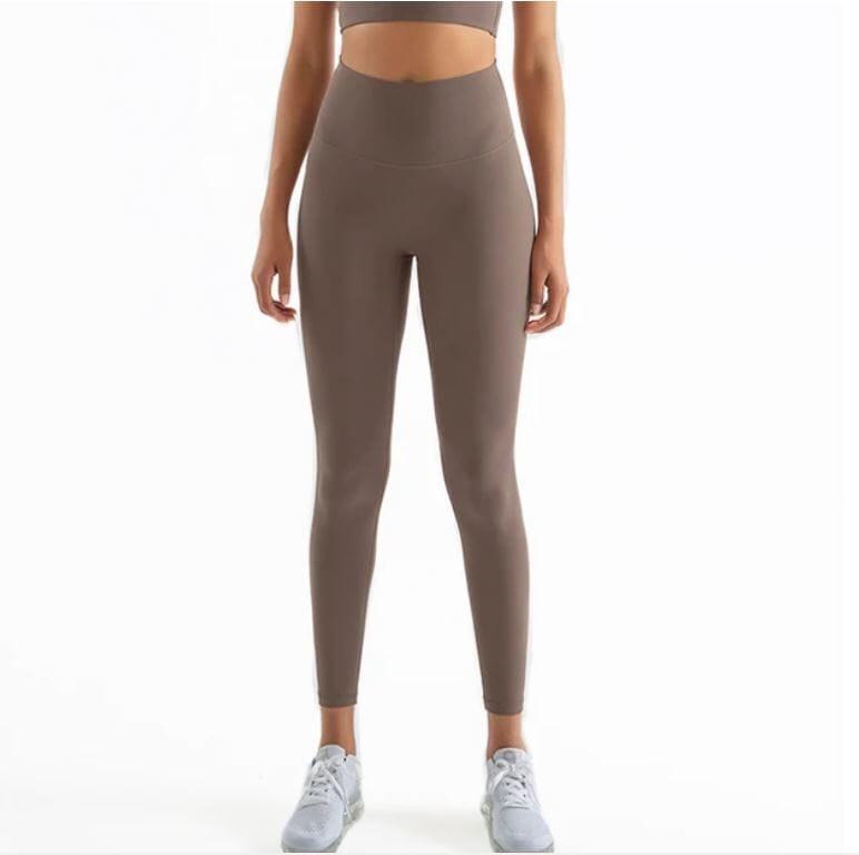 Women High Waist Yoga Leggings Fitness Soft Tights Elastic Activewear Pant Activewear jehouze Dark Brown S 