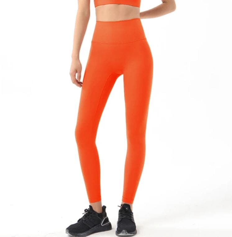 Women High Waist Yoga Leggings Fitness Soft Tights Elastic Activewear Pant Activewear jehouze Orange S 