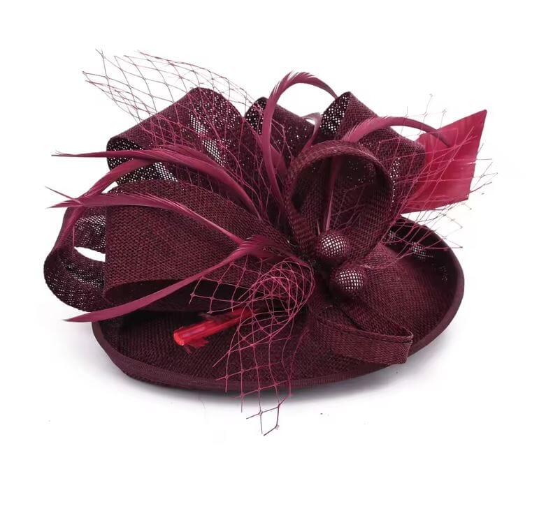 Women Kentucky Derby Fascinator Pillbox Tea Party Hat Hat jehouze Burgundy