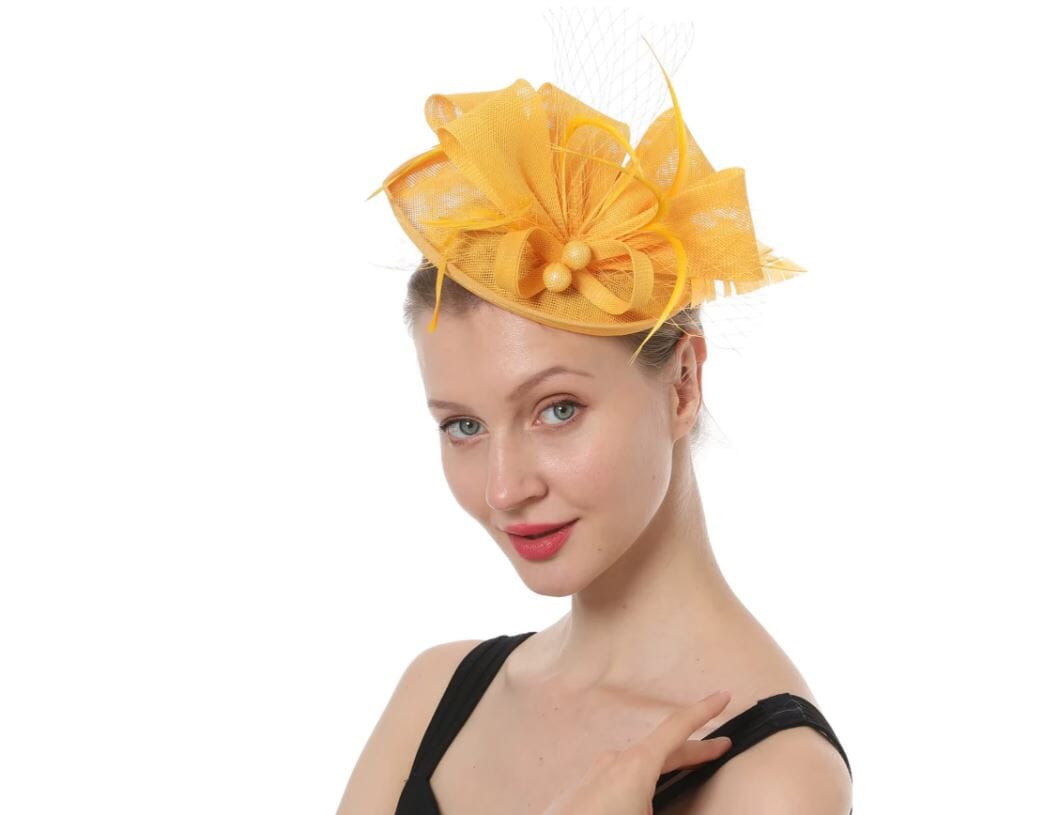 Women Kentucky Derby Fascinator Pillbox Tea Party Hat Hat jehouze Yellow