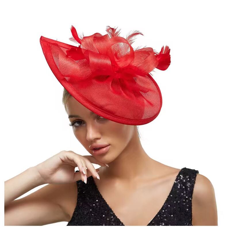 Women Kentucky Derby Pillbox Church Cocktail Wedding Fascinator Hat Hat jehouze Red