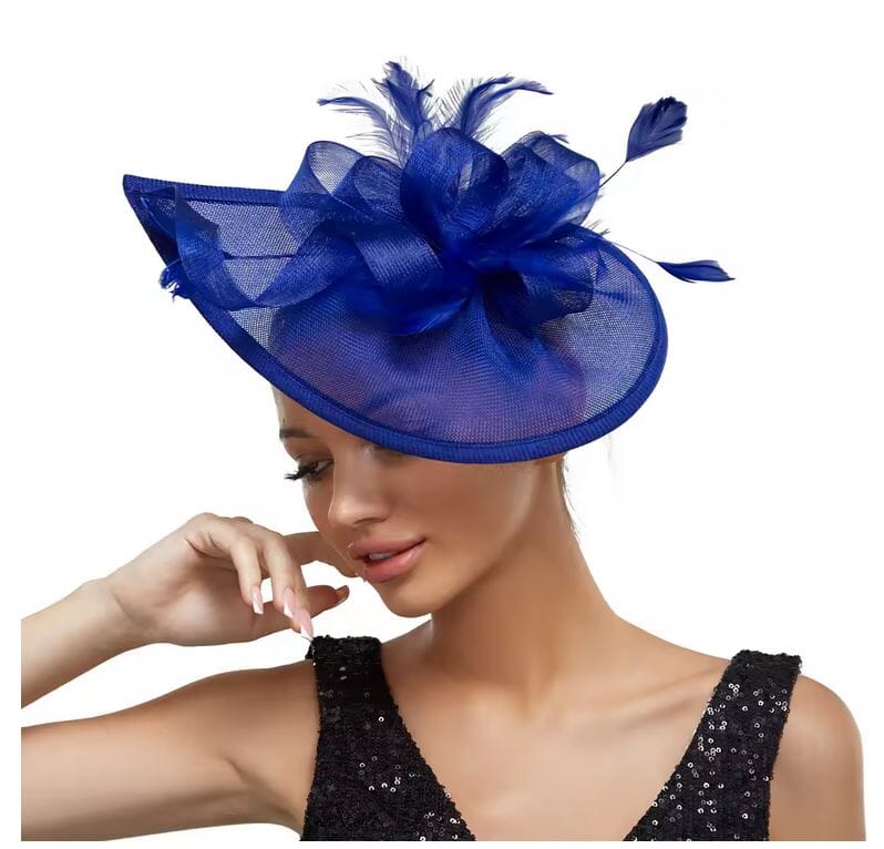 Women Kentucky Derby Pillbox Church Cocktail Wedding Fascinator Hat Hat jehouze Royal Blue